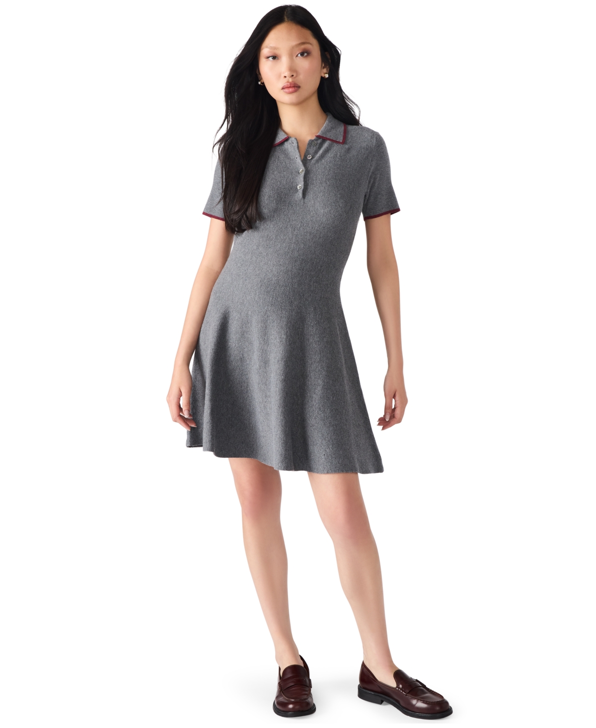 Steve Madden Kristin Polo Sweater Dress In Gray