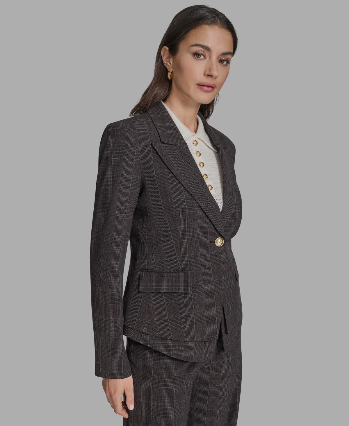 Bcbg Women's Plaid Double-hem Blazer In Multi