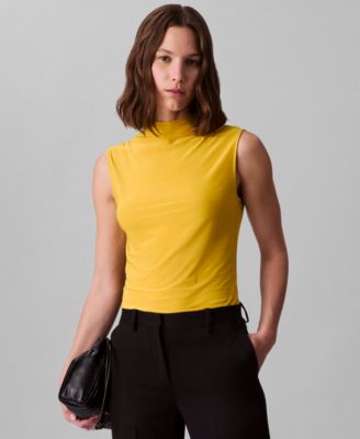 Calvin Klein - Women's Sleeveless Mock-Neck Ruched Top