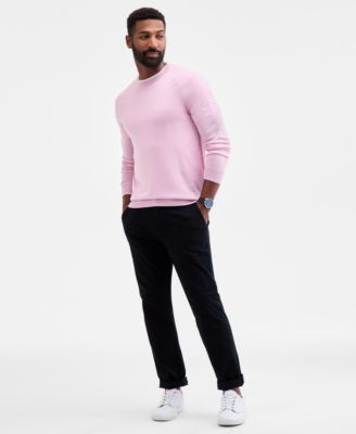 Men's Solid Crew Neck Merino Wool Blend Sweater, Created for Macy's 