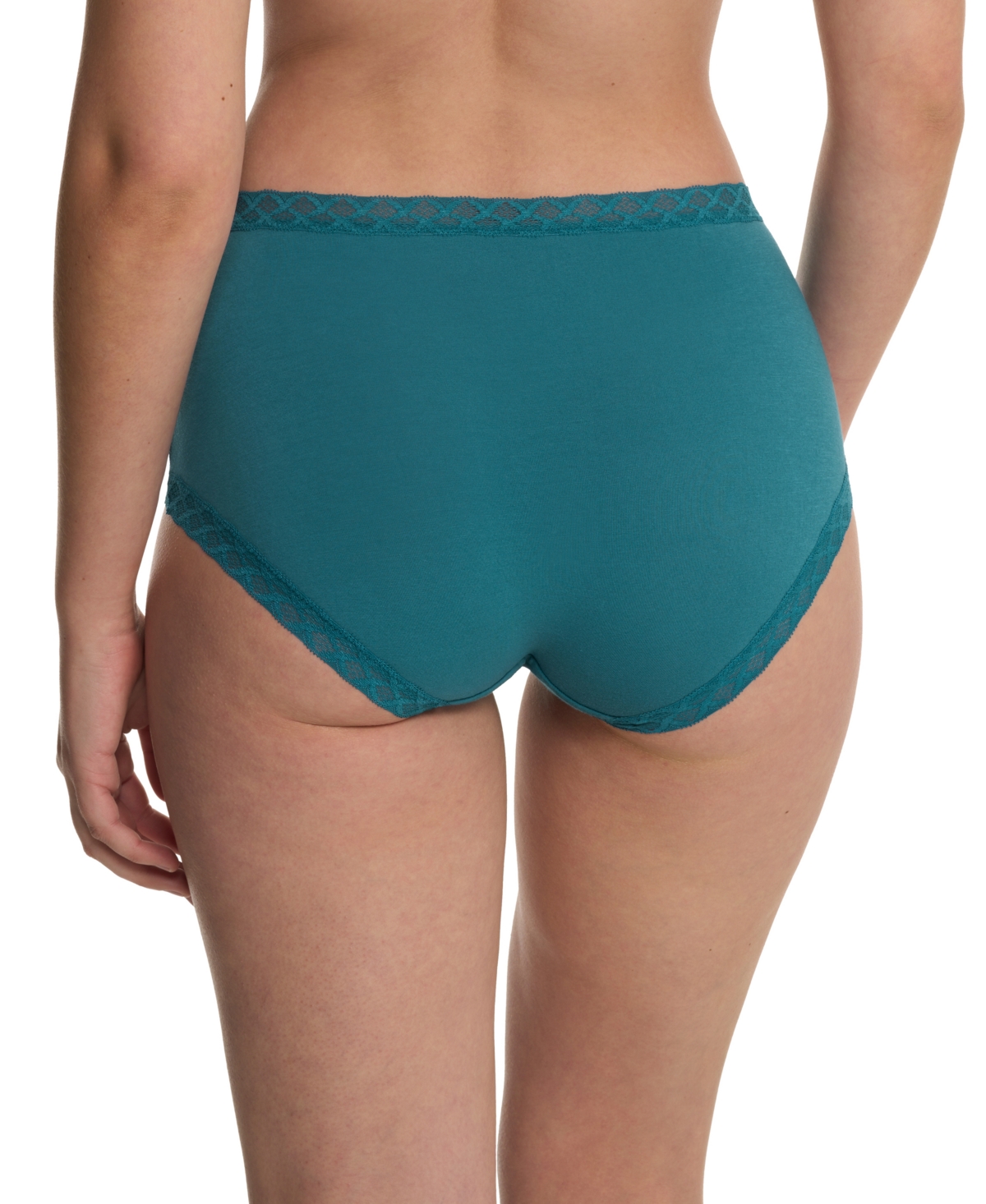 Natori Bliss Lace-trim High Rise Cotton Brief 755058 In Green