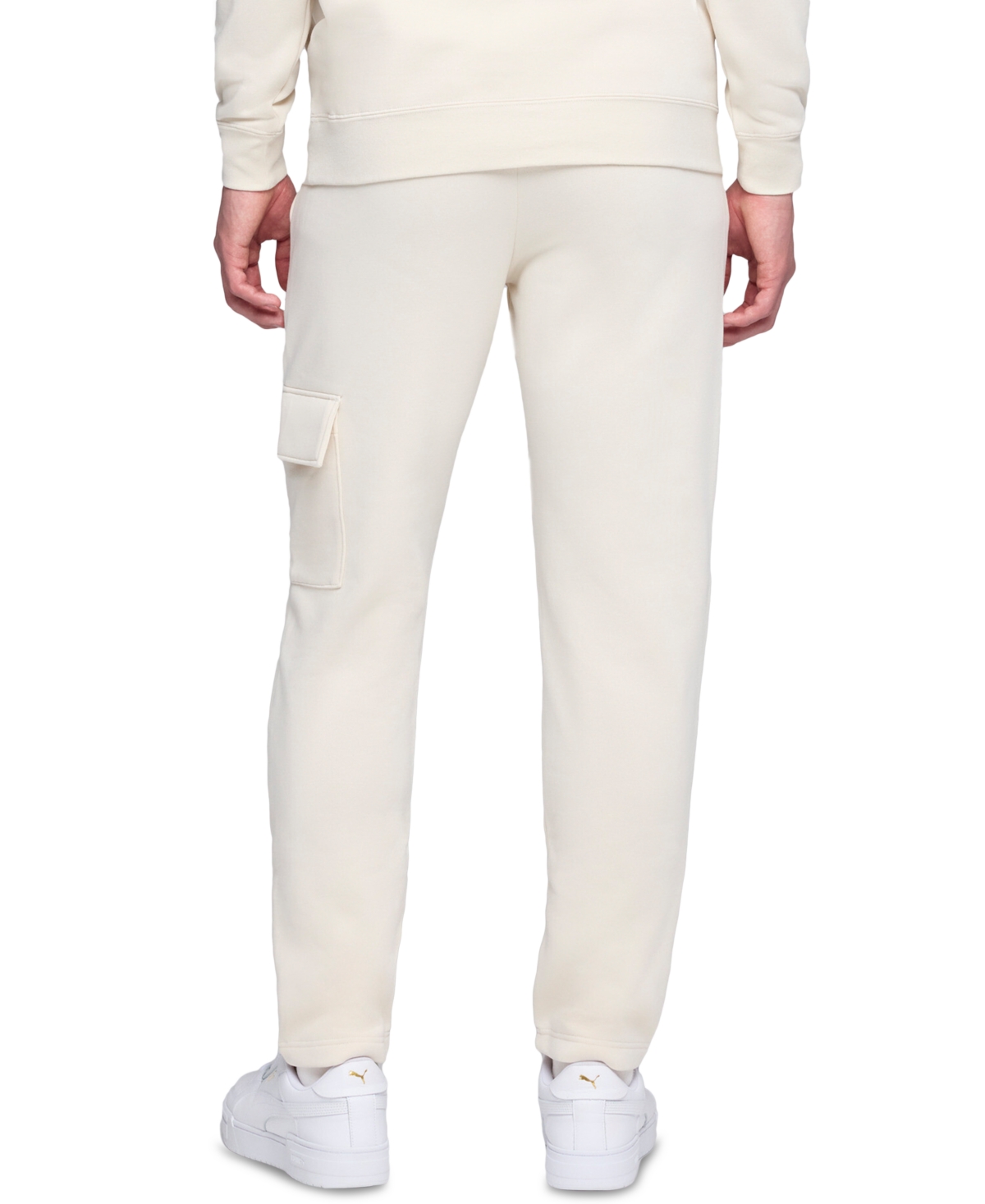 Puma Men's Ess Regular-fit Logo Embossed Fleece Cargo Pants In White