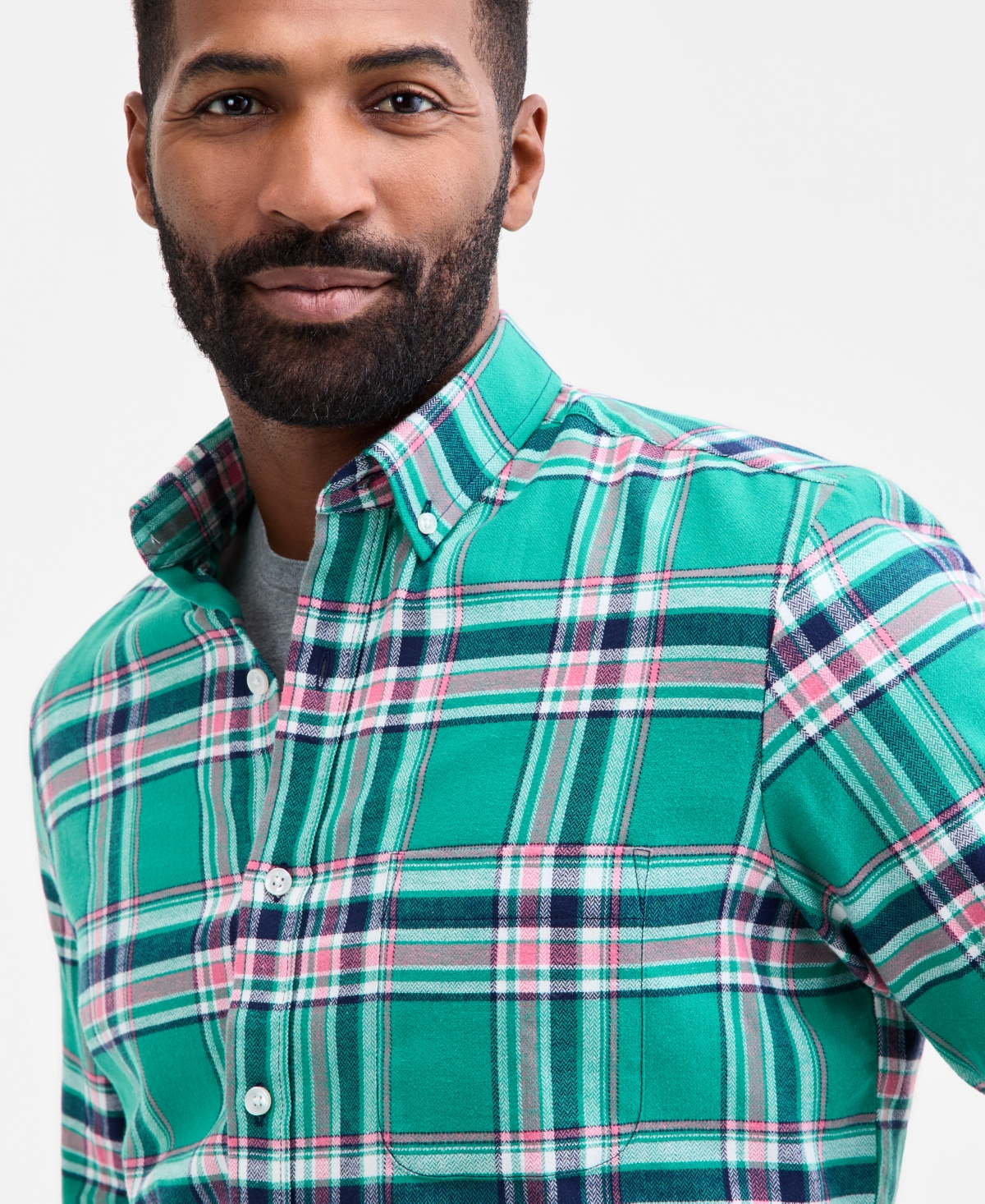 Club Room Men's Vine Plaid Button-down Flannel Shirt, Macy's Exclusive In Multi