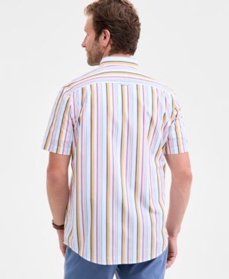 Men's Kara Stripe Short-Sleeve Button-Down Poplin Shirt, Macy's Exclusive