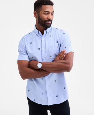 Club Room - Men's Regular-Fit Stretch Heritage Crest-Embroidered Button-Down Oxford Shirt
