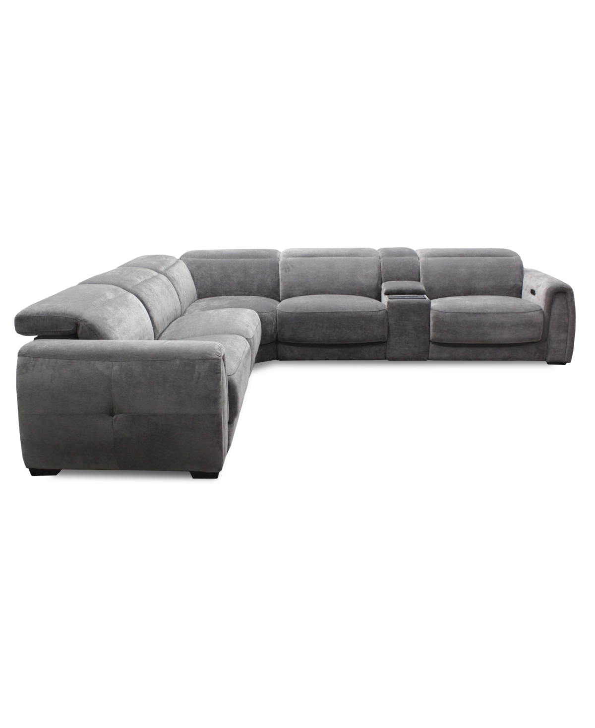 Macy's Brownell 6-pc. L-shape Sectional With 3 Power Motion Chairs & 1 Console, Exclusively At  In Gray
