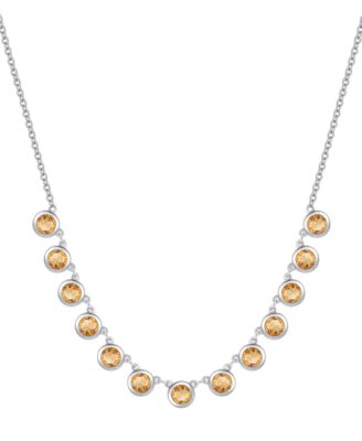 Amethyst Bezel 17" Collar Necklace in Sterling Silver (Also in Citrine & Blue Topaz)