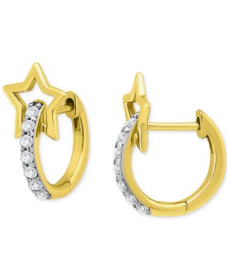 Cubic Zirconia Open Star Hoop Earrings (1/3 ct. t.w.) in 18k Gold-Plated Sterling Silver, Created for Macy's
