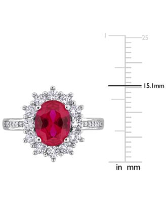Gemstone & Diamond Accent Halo Ring in Sterling Silver