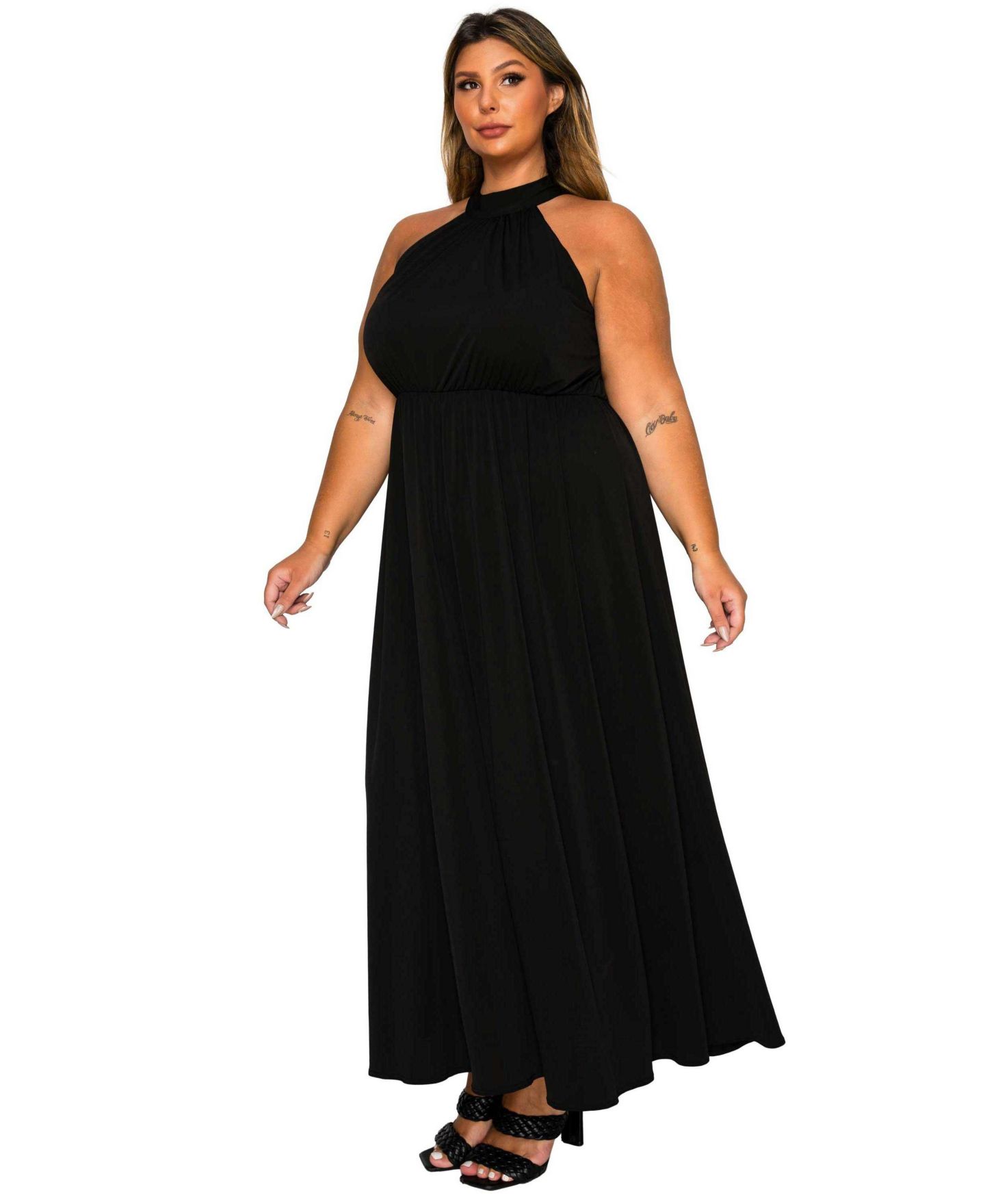 Женское платье L I V D Plus Size Cassia Halter Neck, цвет: Чёрный — фото 2