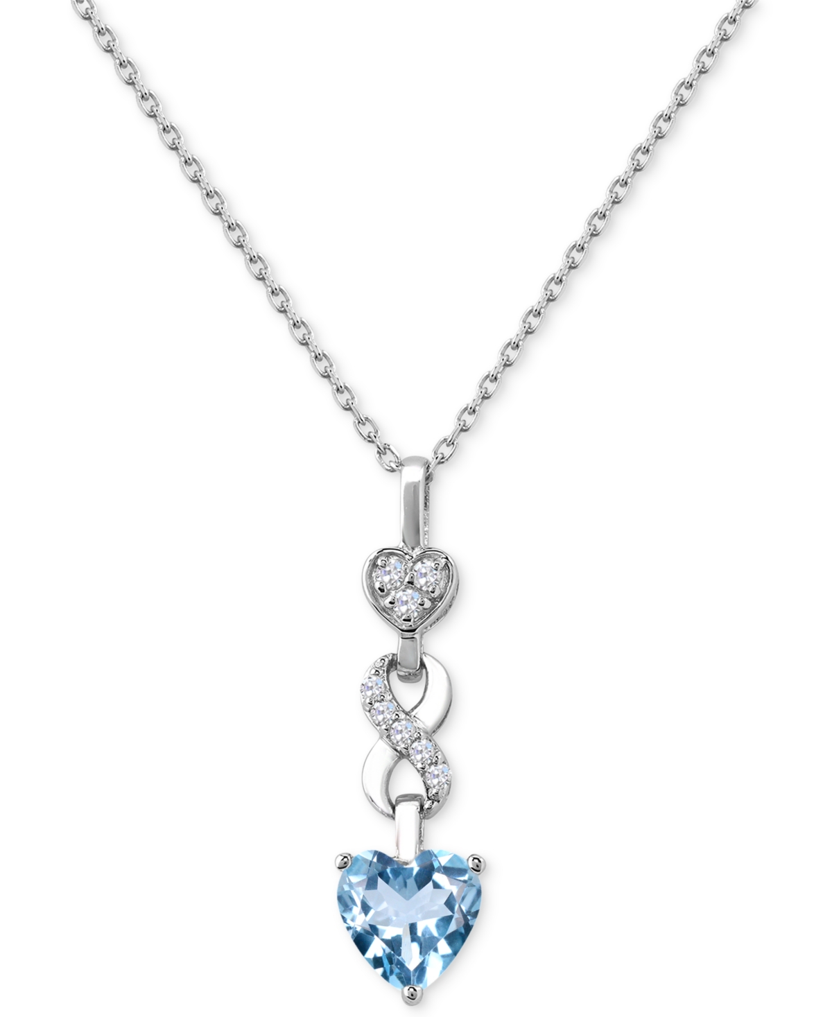 Macy's Lab-created Ruby 1-1/3 Ct. T.w. Lab-created White Sapphire 1/6 Ct. T.w. Heart Infinity Pendant In St In Blue
