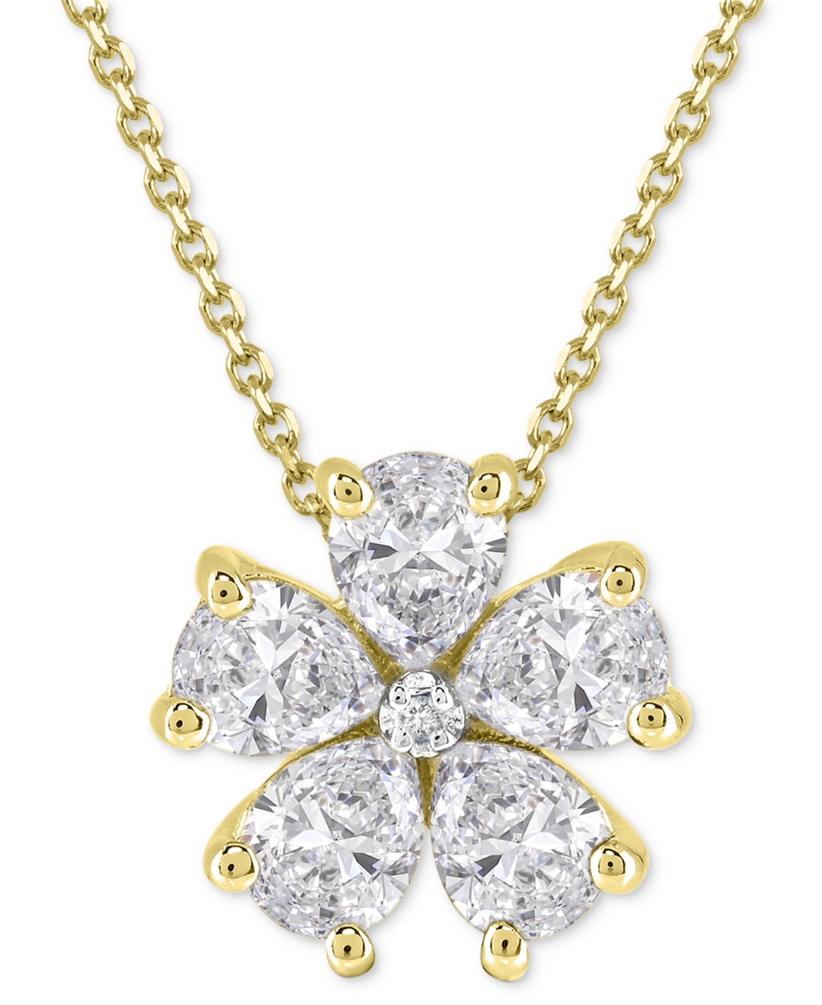 Macy's Amethyst (3-1/4 Ct. T.w.) & Diamond Accent Flower 18" Pendant Necklace In Sterling Silver (also Avai In White