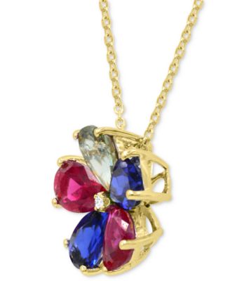 Amethyst (3-1/4 ct. t.w.) & Diamond Accent Flower 18" Pendant Necklace in Sterling Silver (Also Available in White Sapphire & Multi Gemstone)