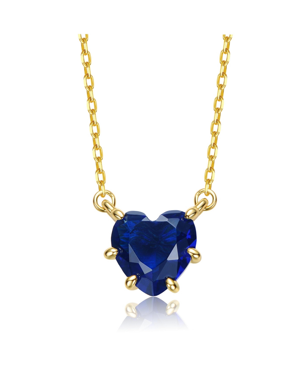 Heart-Shaped Colored Cubic Zirconia Solitaire Necklace - Pink