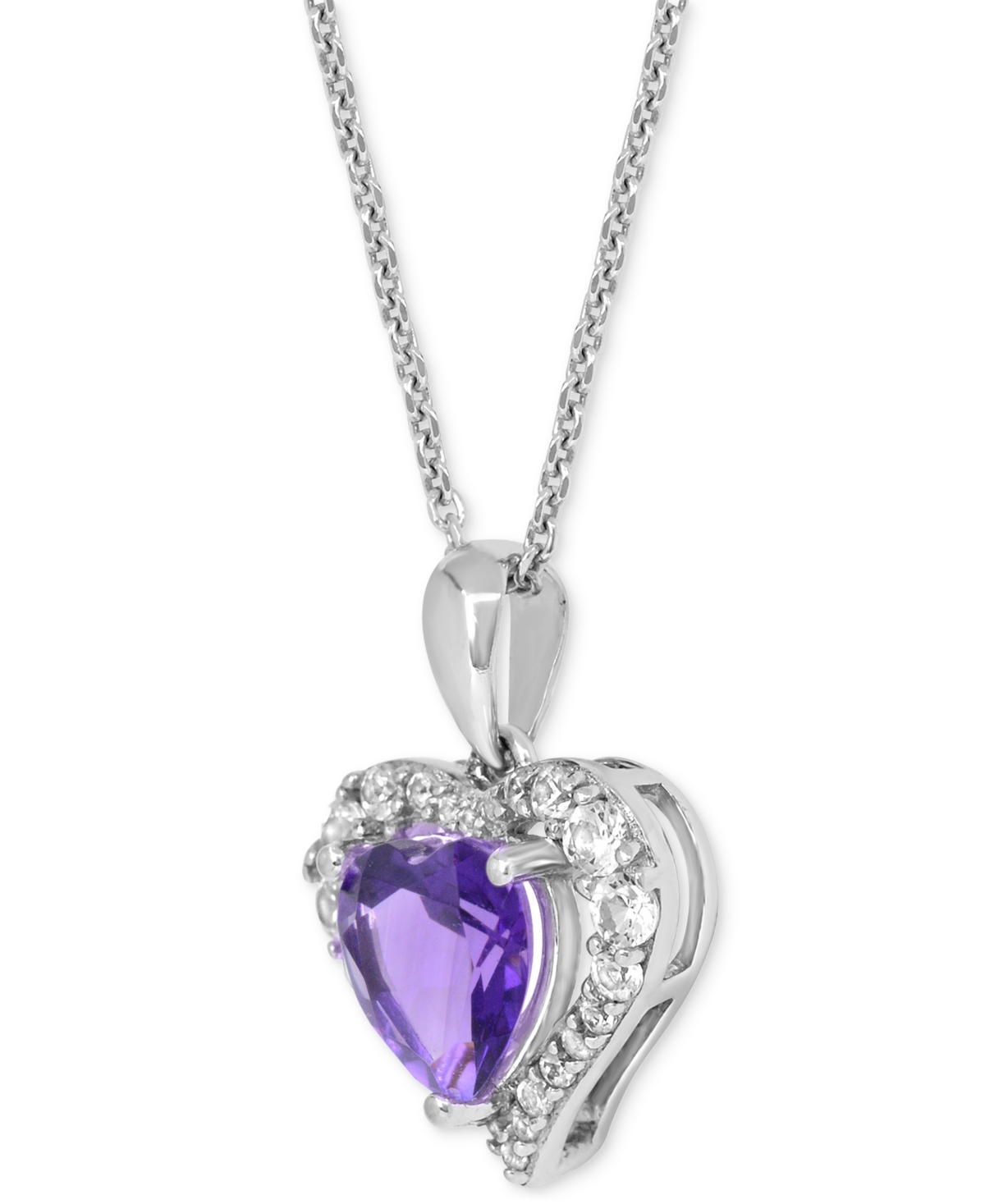 Macy's Lab Grown Ruby 1-7/8 Ct. T.w. Lab-created White Sapphire 5/8 Ct. T.w. Heart Pendant In Sterling Silv In Silver