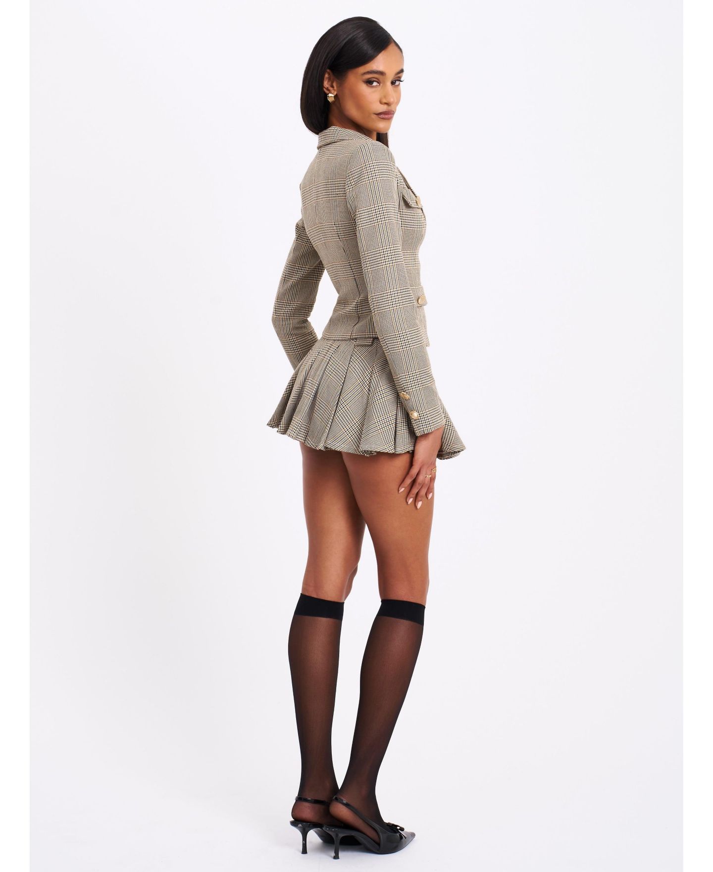 Женская куртка Miss Circle Oakley Brown Plaid Preppy Style Blazer, цвет: Коричневый — фото 9