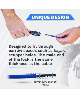 Weatherproof Straight Security Cable Lock with Resettable Combination, Anti-Theft Protection for Kayak, Bike, Paddleboard 5ft