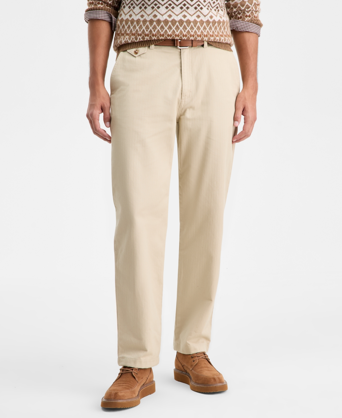 Club Room Men's Relaxed-Fit Herringbone Twill Pants, Macy's Exclusive