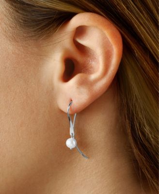 Cultured Freshwater Pearl (5mm) Love Knot Stud Earrings in 14k Gold