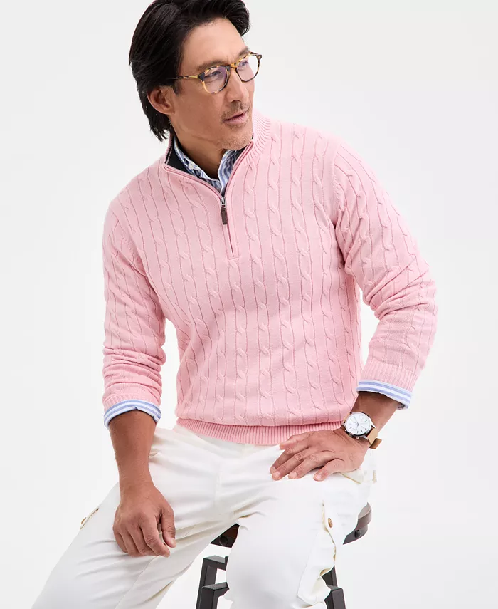 Men's Cable Knit Quarter-Zip Sweater - thumbnail 9