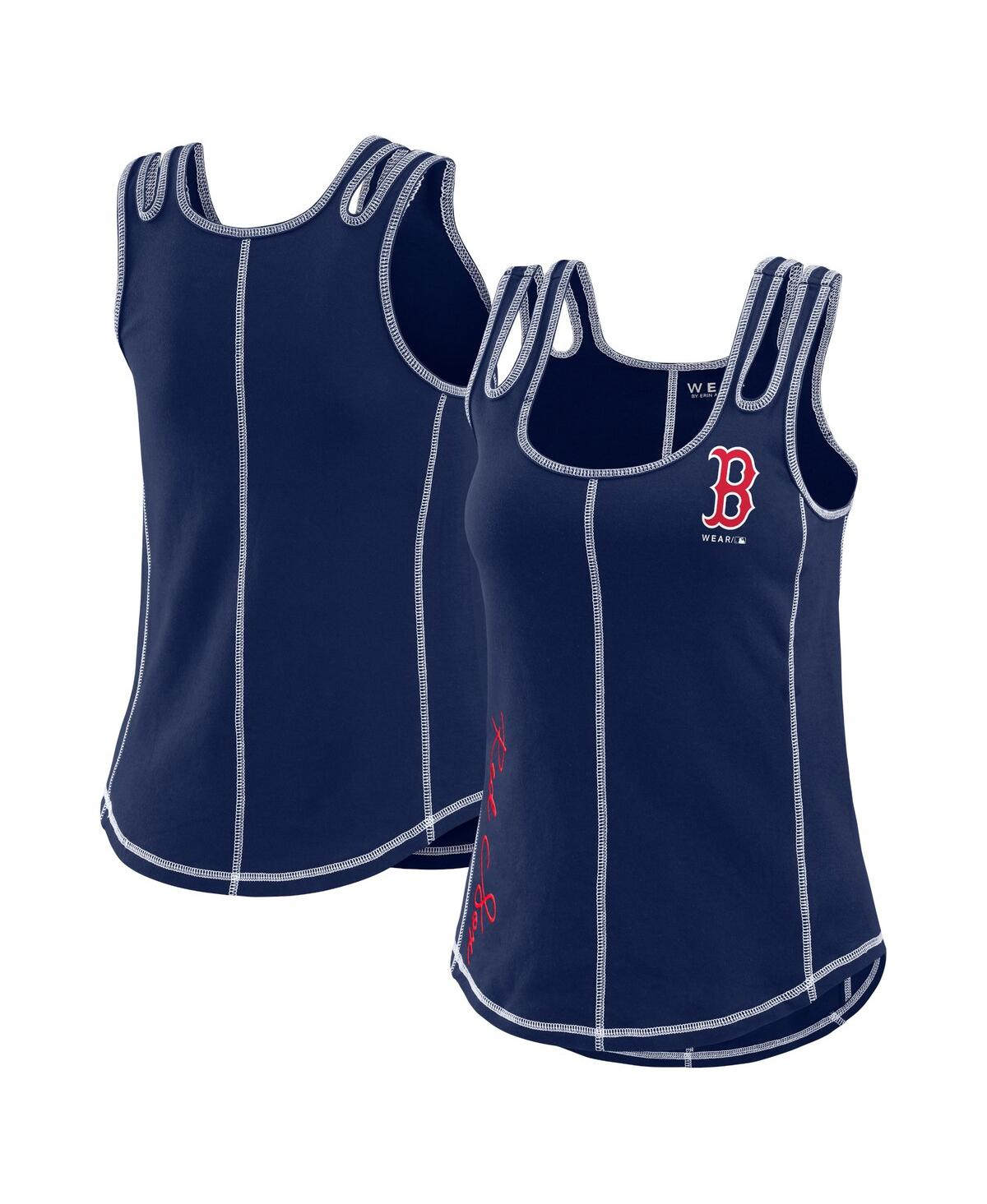 Women's Navy Boston Red Sox Contrast Stitch Tank Top - Navy