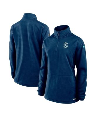 Fanatics - Women's Deep Sea Blue Seattle Kraken Authentic Pro Rink Lightweight Quarter-Zip Pullover Sweatshirt