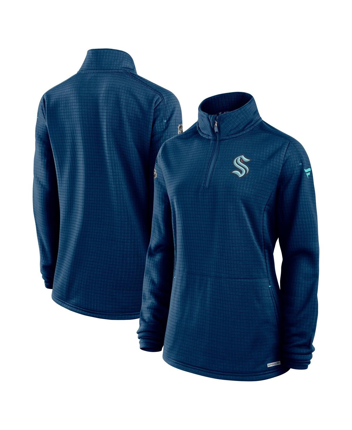 Women's Deep Sea Blue Seattle Kraken Authentic Pro Rink Lightweight Quarter-Zip Pullover Sweatshirt - Navy