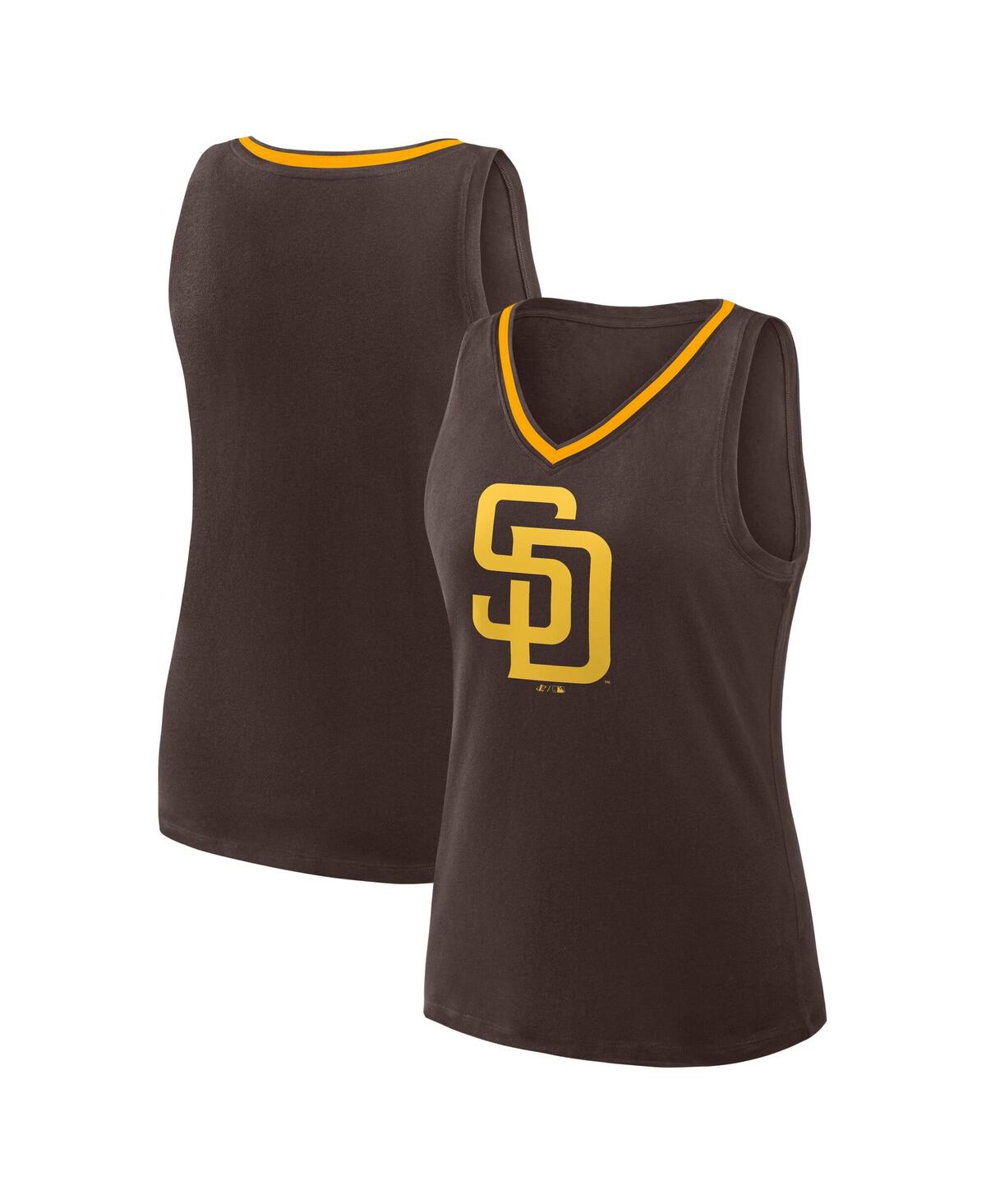 Women's Brown San Diego Padres Stellar Win V-Neck Tank Top - Brown