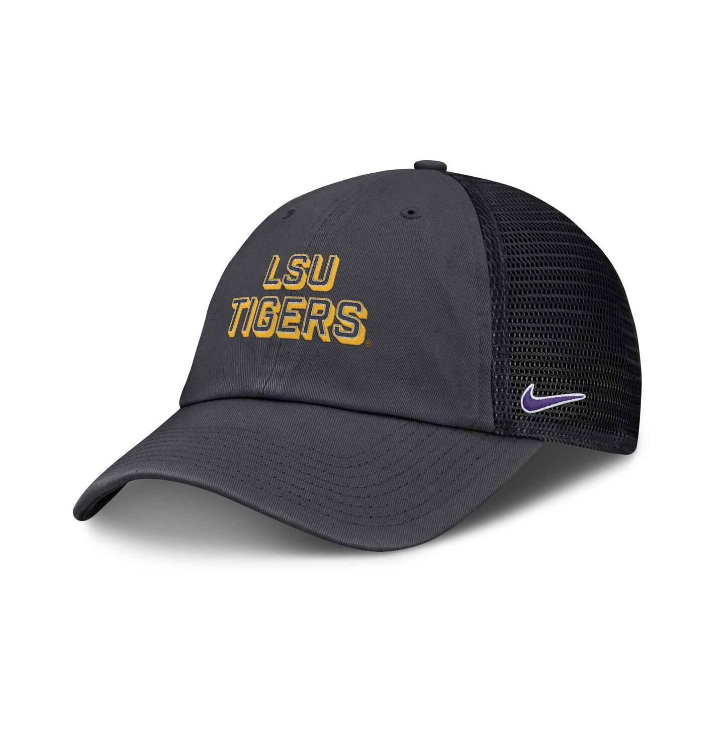 Мужская кепка Nike Anthracite LSU Tigers 2025 Gameday On-Field Club Adjustable Trucker Hat — фото 1