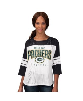 G-III 4Her by Carl Banks - Women's Black Green Bay Packers First Team 3/4-Sleeve Mesh T-Shirt