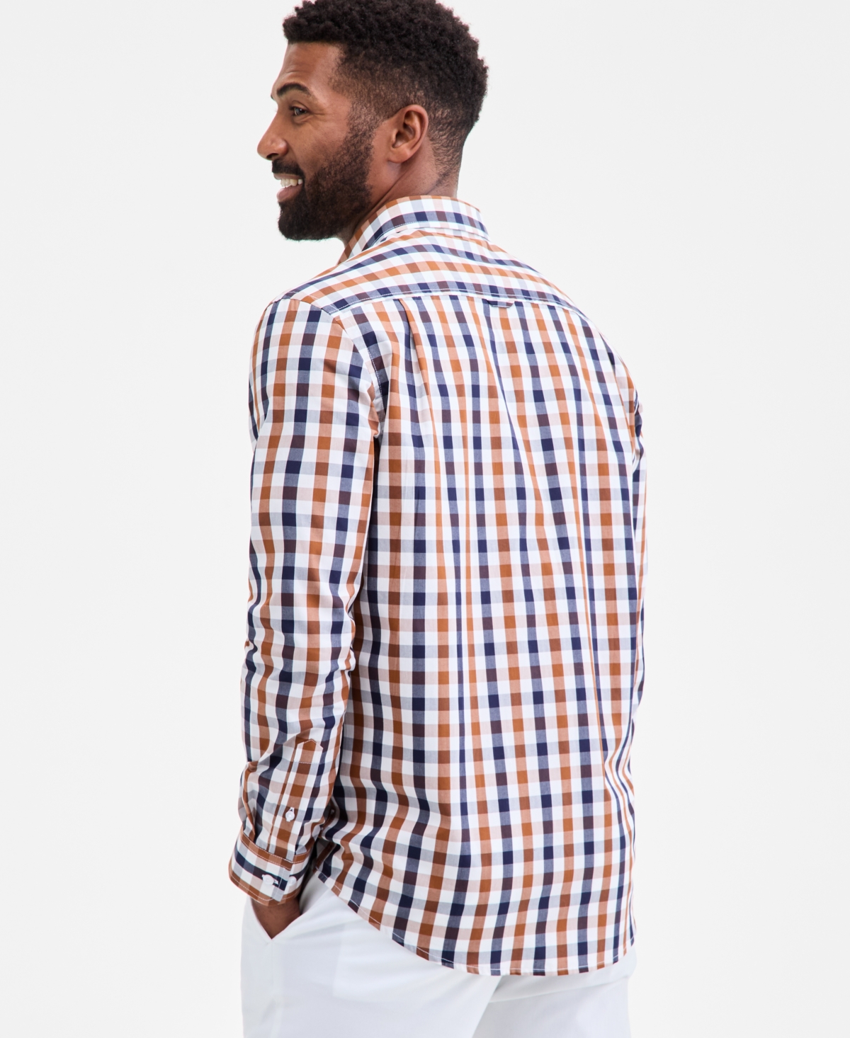 Club Room Long Sleeve Gingham Check Button-down Shirt, Macy's Exclusive In Multi