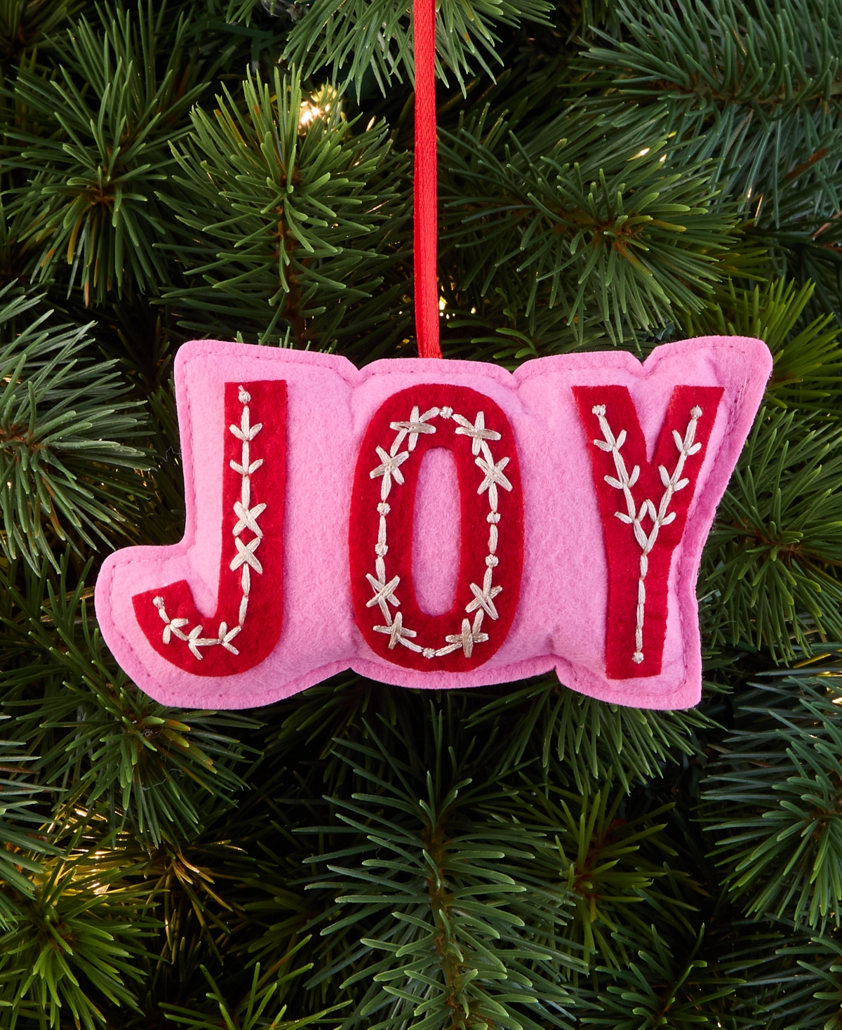 Holiday Lane Tiny Tidings Joy Fabric Ornament, Macy's Exclusive In Red