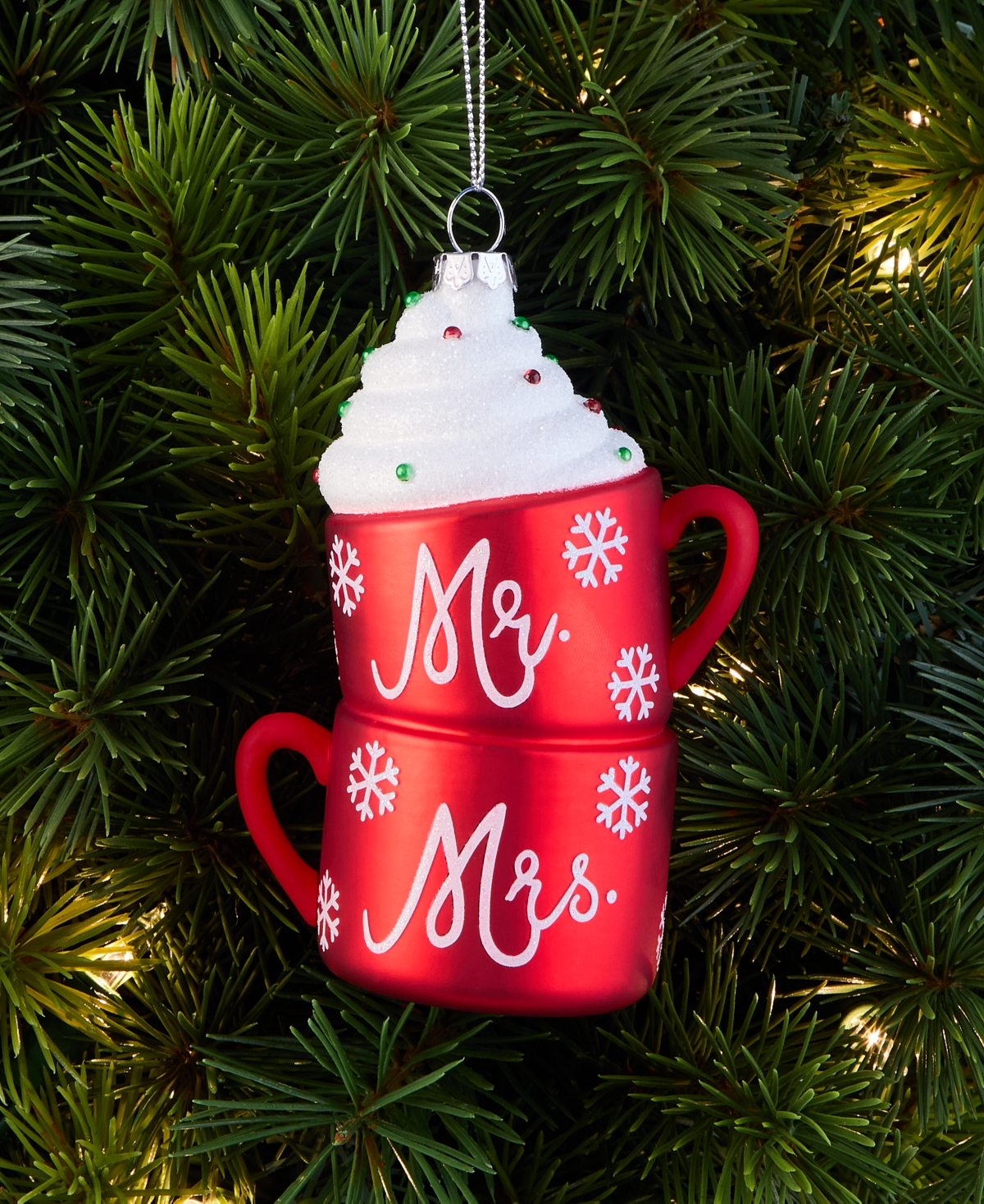 Holiday Lane Our First Mr. & Mrs. Double Hot Chocolate Cups Ornament, Macy's Exclusive In Red