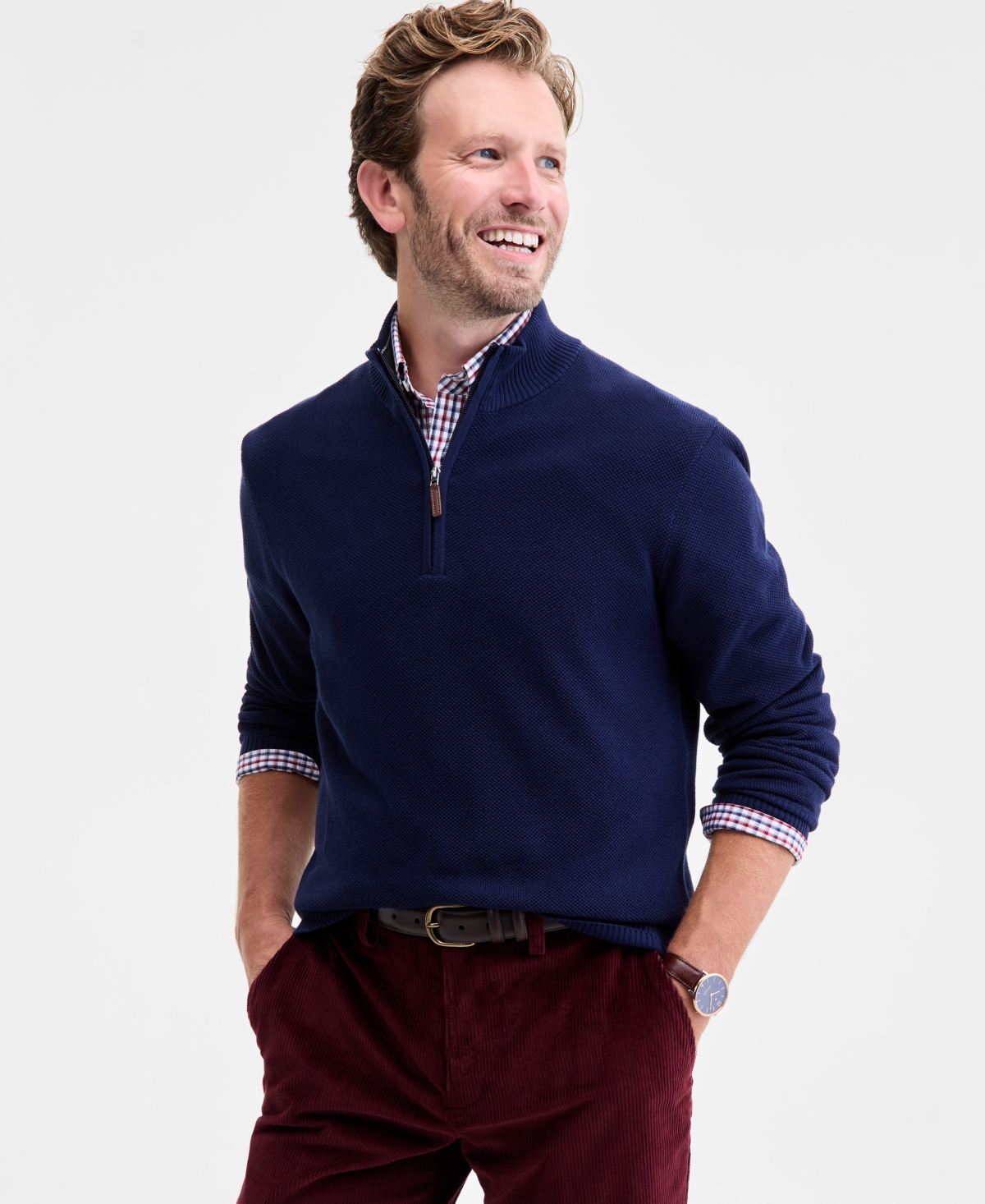 Club Room Men's Quarter-Zip Sweater, Macy's Exclusive - Navy Blue