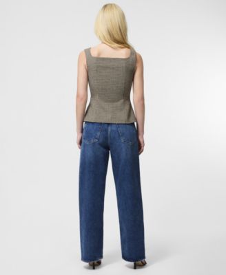 Women's Houndstooth Square-Neck Top