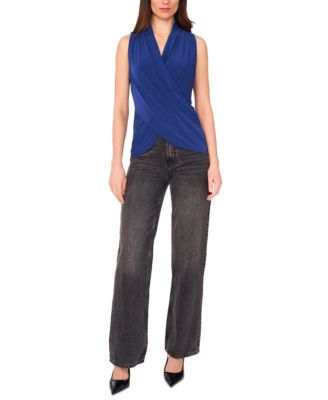 売れ筋商品|||ヴィンスカムート カットソー トップス レディース Women's Crossover Wrap-Front Sleeveless Top Rich Black Vince Camuto Women's Crossover Wrap-Front Sleeveless Top