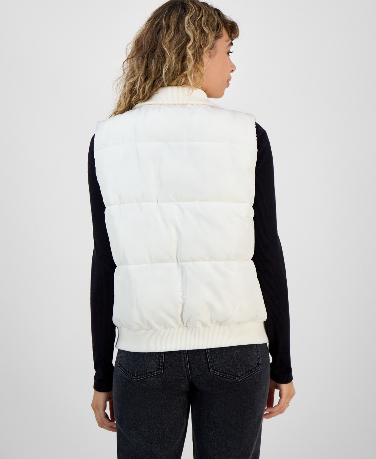 Madden Girl Women's Ribbed-trim Puffer Vest In White