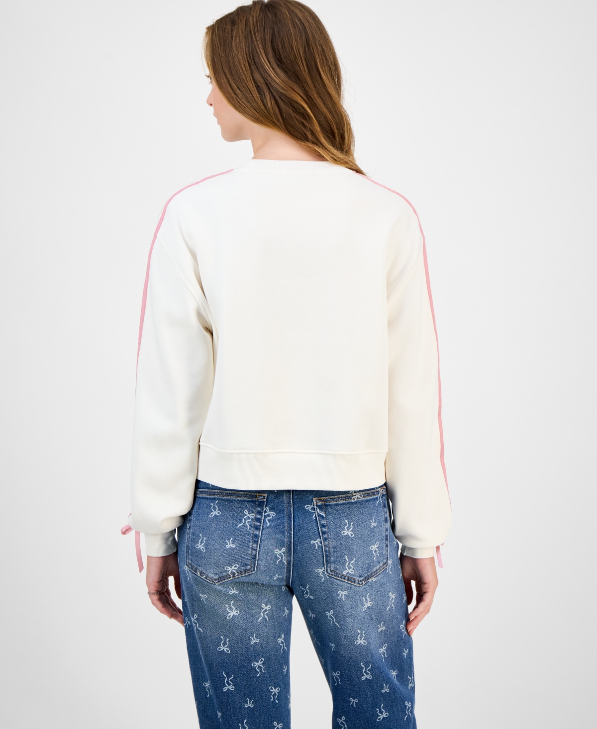 Rebel Veil Juniors' Novelty Crewneck Sweatshirt In White