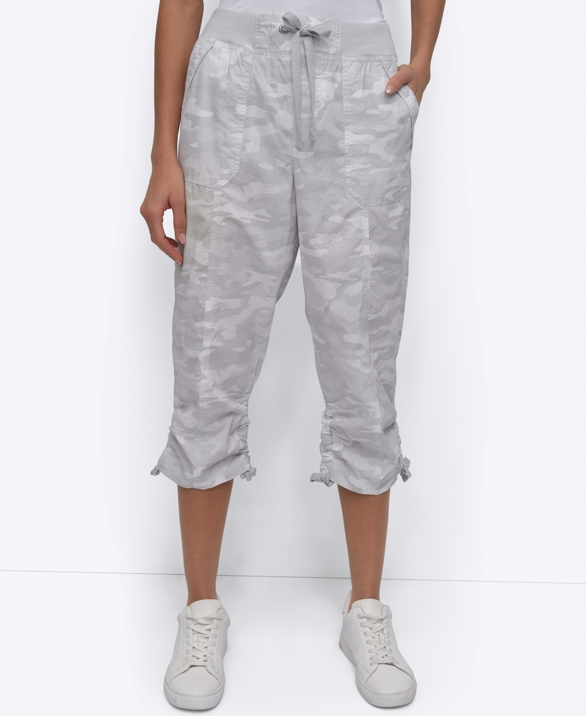 Dkny Women's Convertible Capri Cotton Poplin Cargo Pants In Green