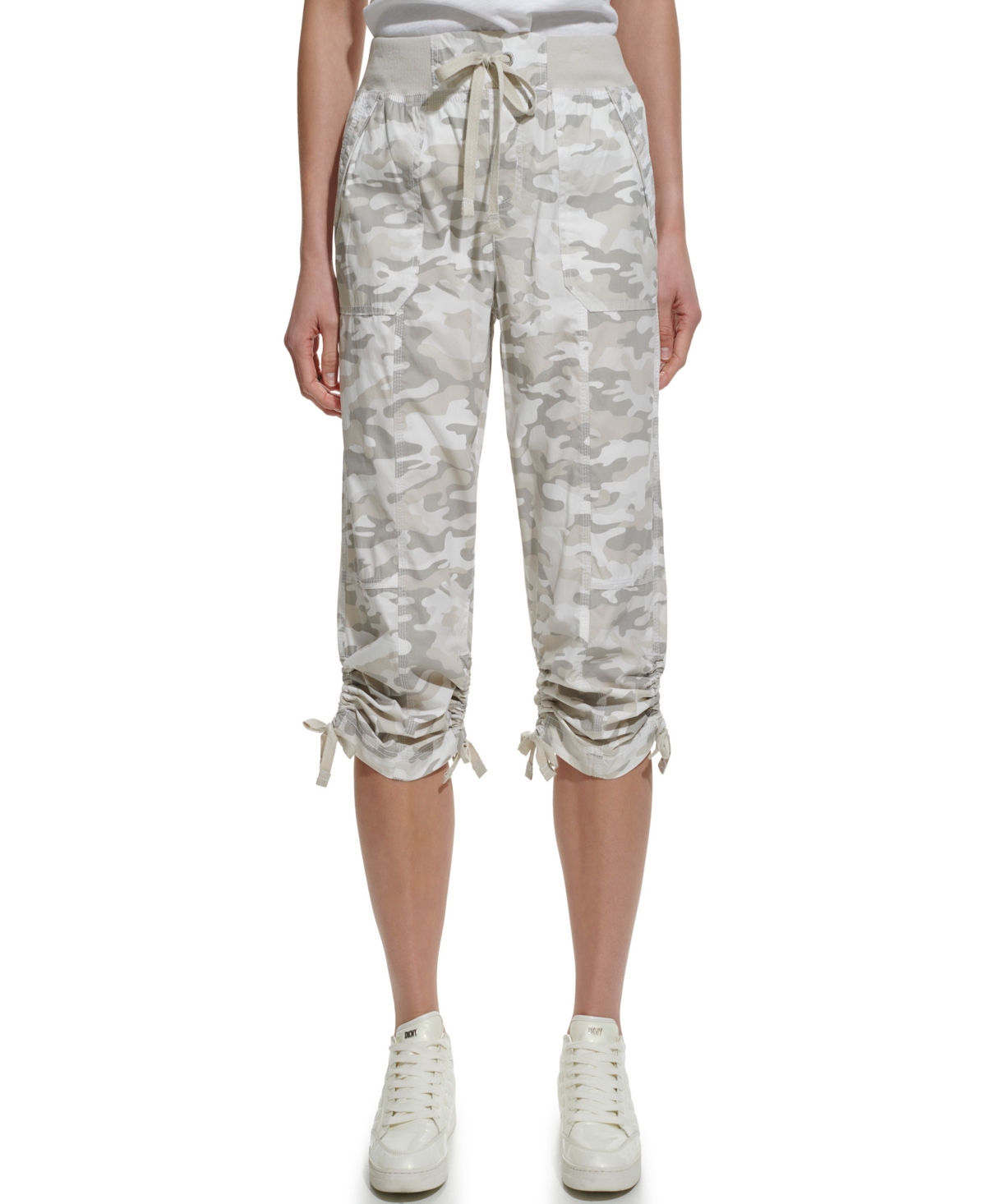 Dkny Women's Convertible Capri Cotton Poplin Cargo Pants In Sand