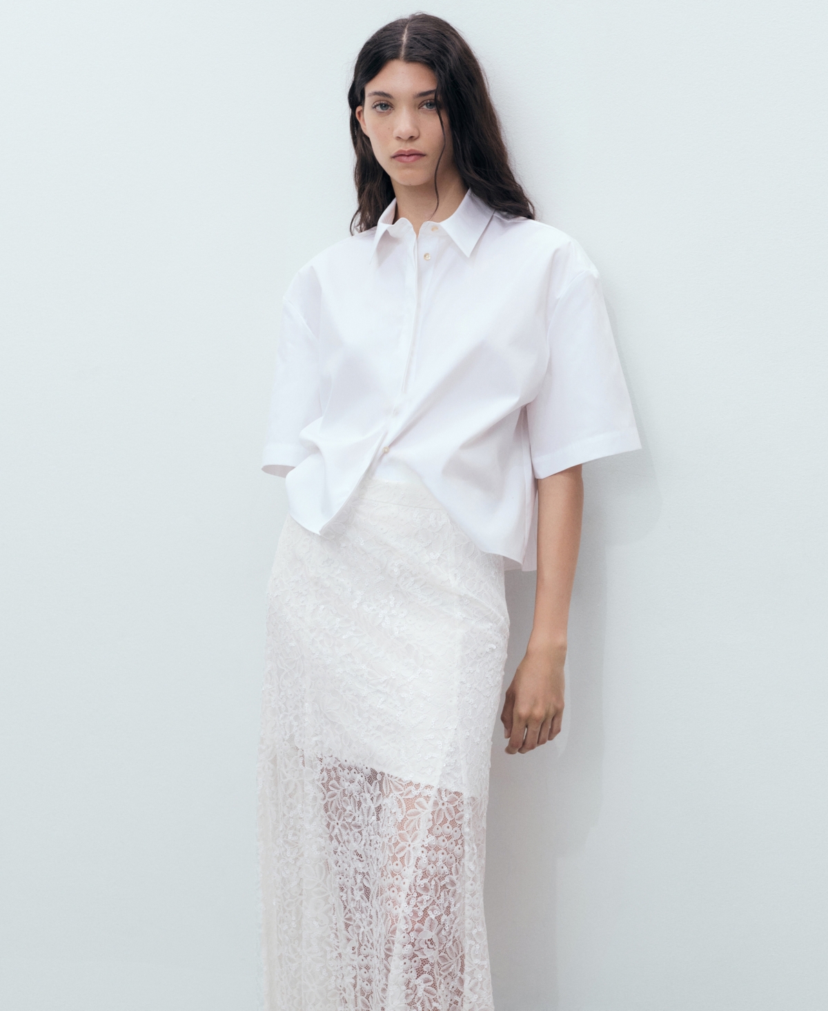 Mango Women's Long Lace Skirt