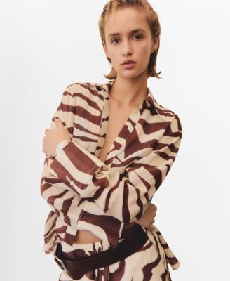 Women's Flowy Zebra Printed Shirt