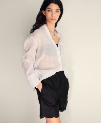 Women's Embroidered Satin Shorts