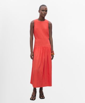 MANGO - Women's Ruched Hem Long Dress
