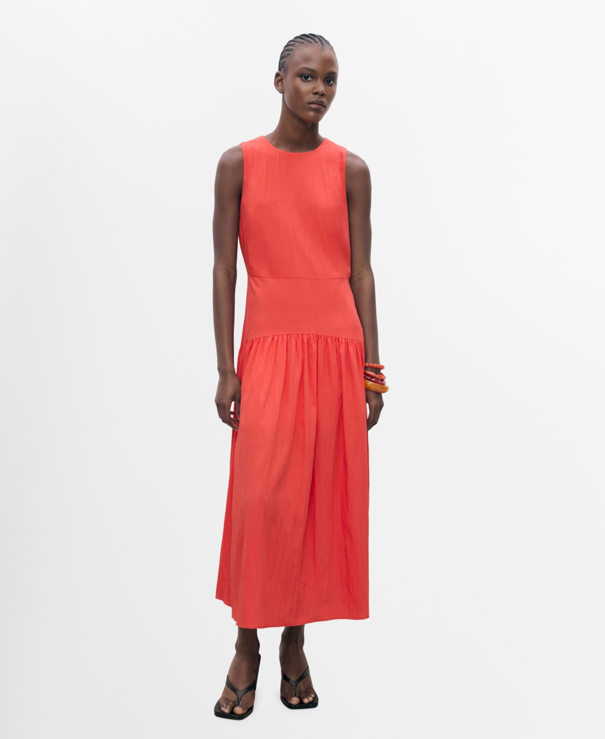 Mango Women's Ruched Hem Long Dress
