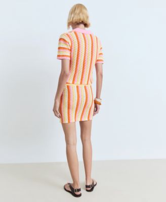 Women's Two-Tone Striped Crochet Skirt