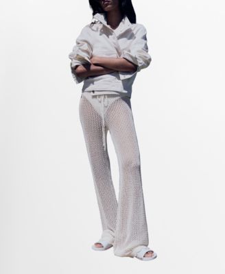 MANGO - Women's Crochet Flared Pants