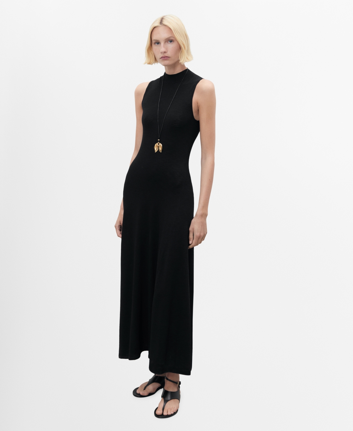 Mango Women's Fine Knit A-line Dress In Black