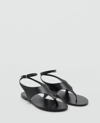 MANGO - Women's Leather Straps Sandals