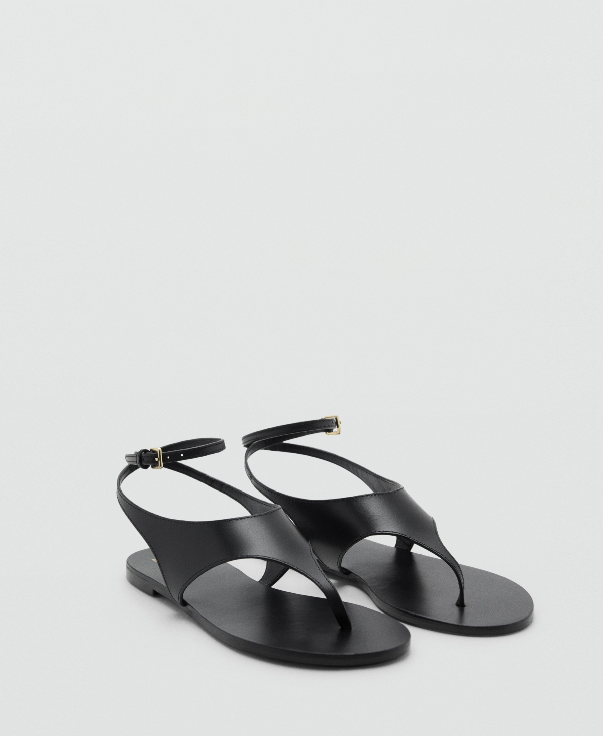 Women's Leather Straps Sandals - Black